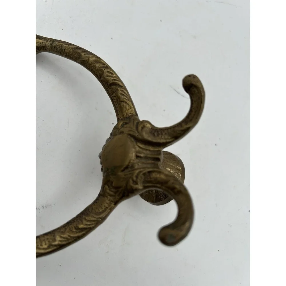 Vintage‎ Solid Brass Wall Mount Double Arm 4 Hook Coat Hanger